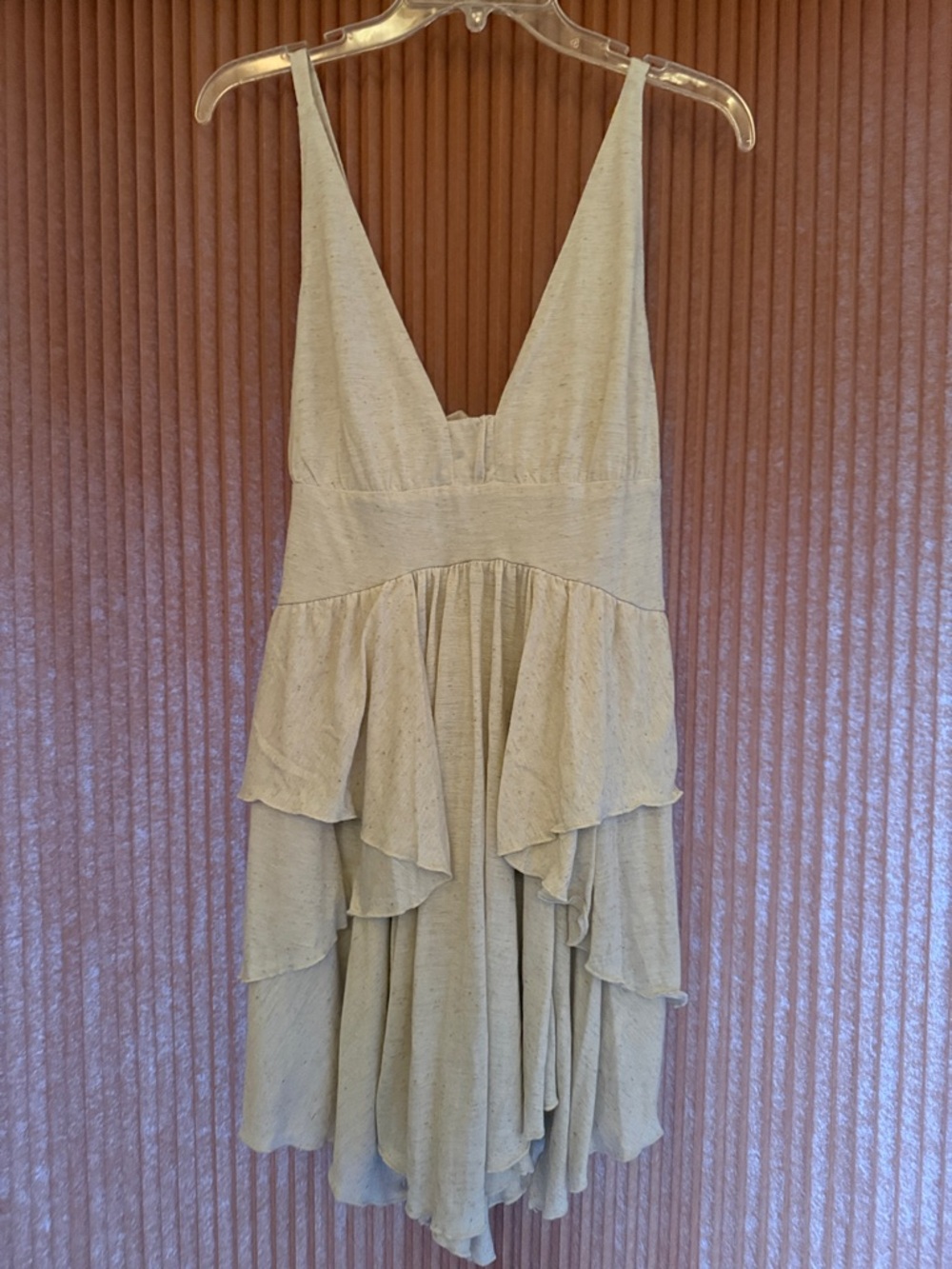 Free-EST Oatmeal Tiered V-Neck Women's Dress